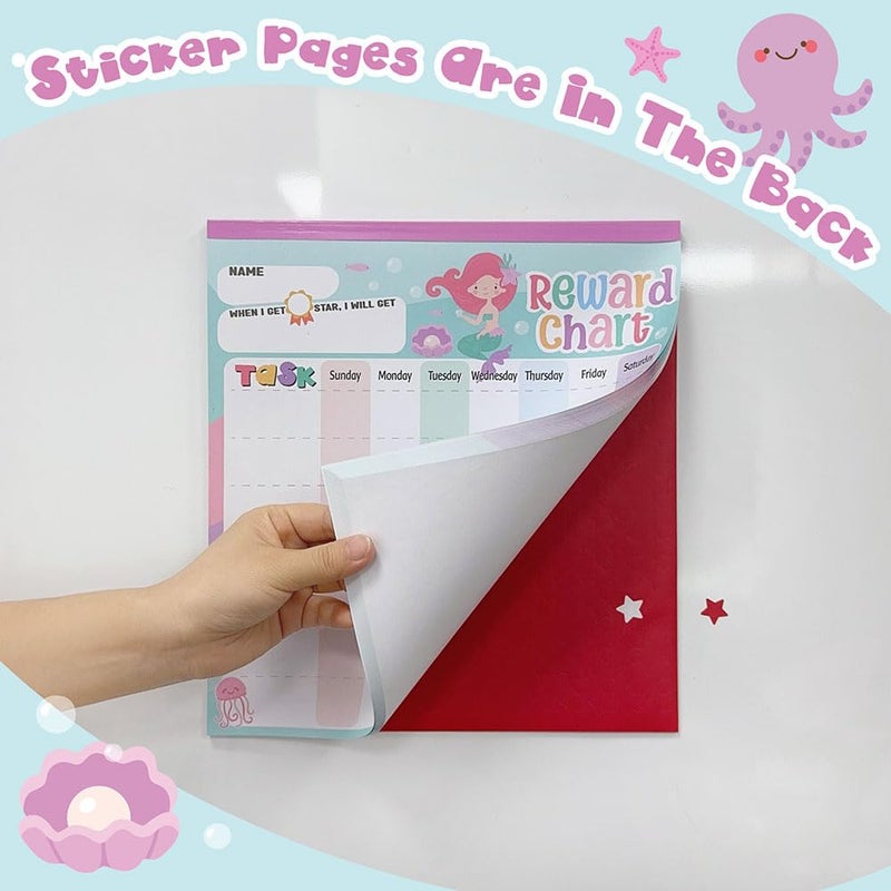 yasest Reward Chart for Kids - Mermaid Magnetic Kids Behavior Chart  Pad with 26 Chore Charts  1920 Star Stickers  36 Incentive Stickers  Responsibility Chart for Kids Girls Toddlers - Kids Chore Chart - Image 3